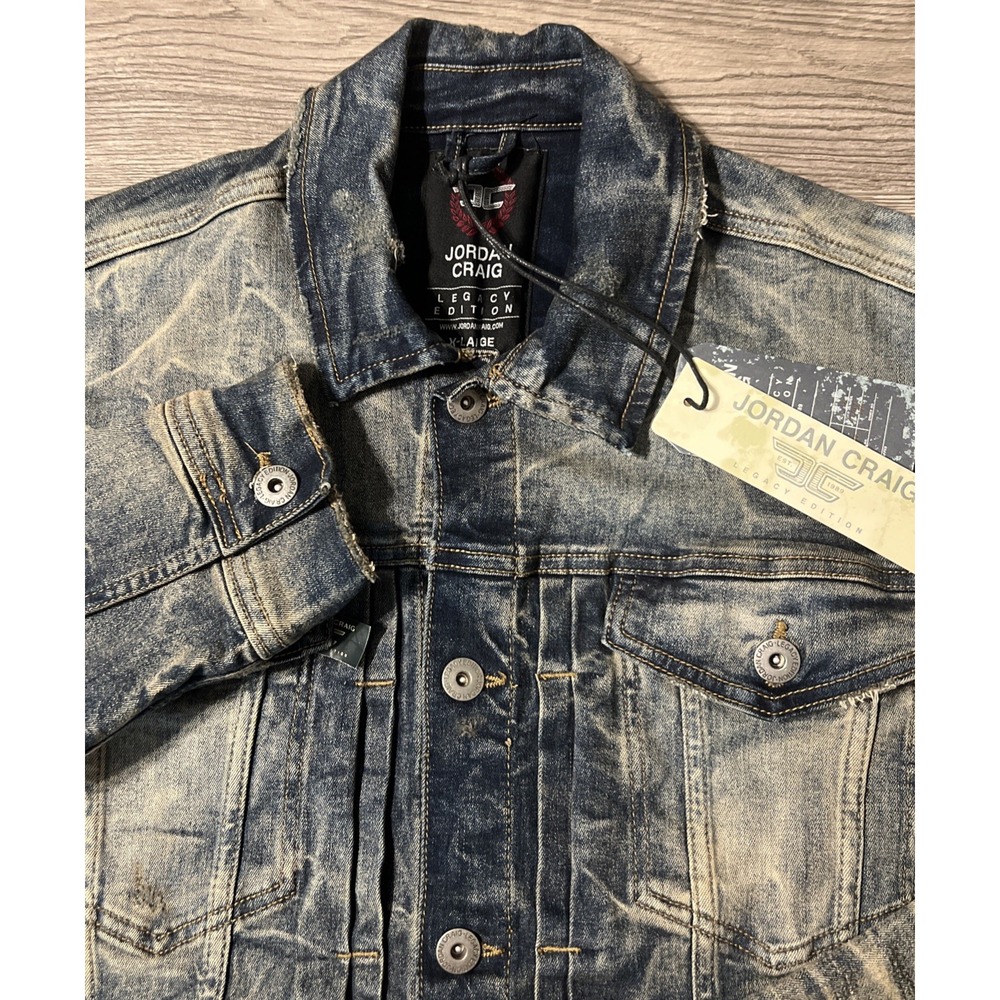 Jordan Craig Legacy Edition Denim Jean Jacket Men's XL NWT Acid Wash Distressed
